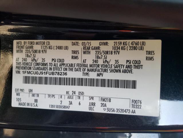 Photo 14 from auction – 2015 FORD ESCAPE TIT with VIN 1FMCU0J91FUB78236