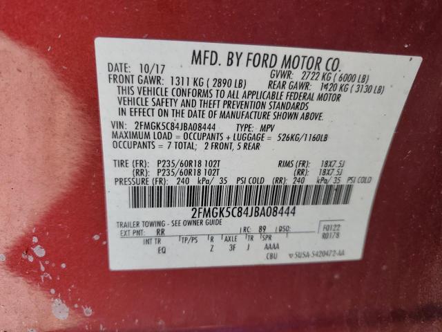 Photo 14 from auction – 2018 FORD FLEX SEL with VIN 2FMGK5C84JBA08444