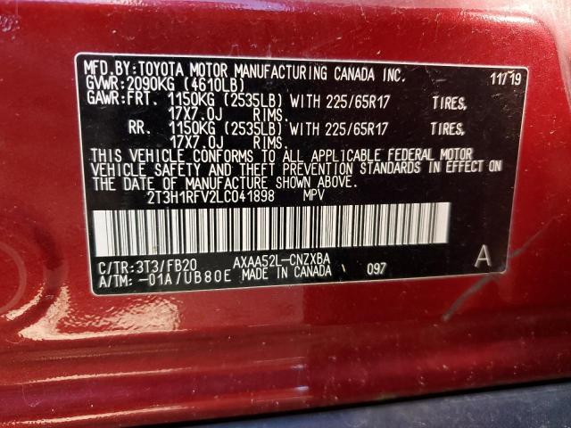 Photo 14 from auction – 2020 TOYOTA RAV4 with VIN 2T3H1RFV2LC041898