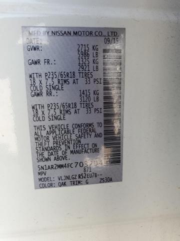 Photo 14 from auction – 2015 NISSAN PATHFINDER with VIN 5N1AR2MM4FC703204