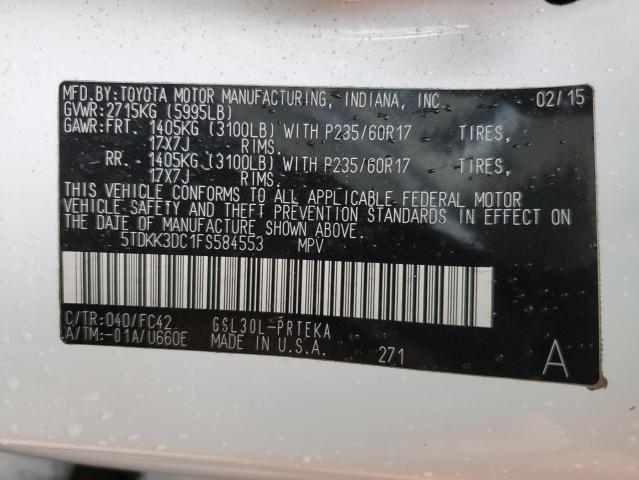 Photo 14 from auction – 2015 TOYOTA SIENNA LE with VIN 5TDKK3DC1FS584553