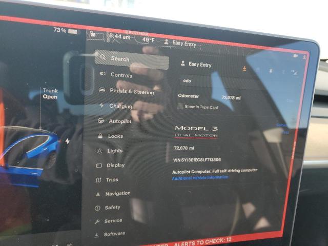 Photo 9 from auction – 2020 TESLA MODEL 3 with VIN 5YJ3E1EC8LF713306