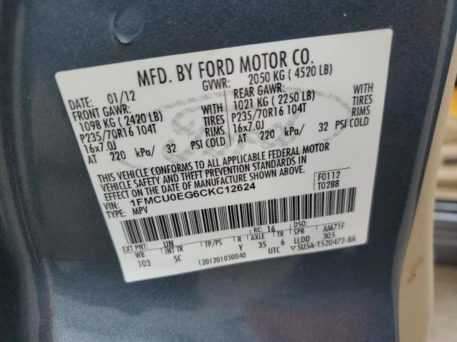 Photo 14 from auction – 2012 FORD ESCAPE LIM with VIN 1FMCU0EG6CKC12624