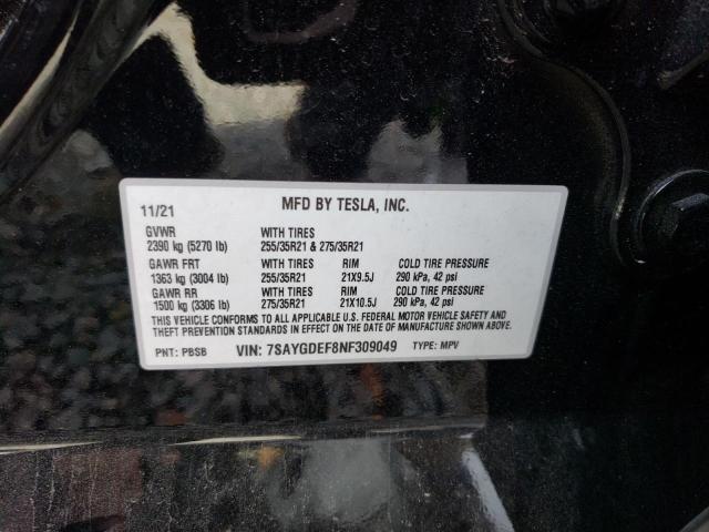 Photo 14 from auction – 2022 TESLA MODEL Y with VIN 7SAYGDEF8NF309049