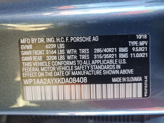 Photo 14 from auction – 2019 PORSCHE CAYENNE with VIN WP1AA2AYXKDA08408