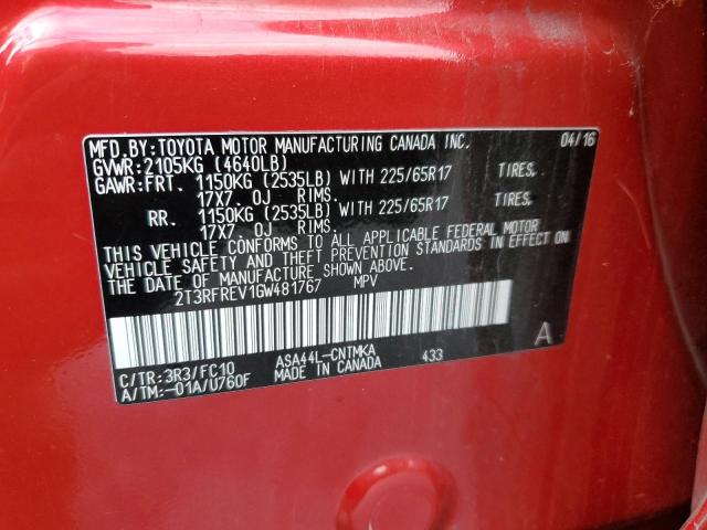 Photo 14 from auction – 2016 TOYOTA RAV4 XLE with VIN 2T3RFREV1GW481767