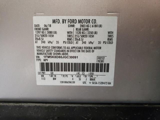 Photo 14 from auction – 2018 FORD EXPLORER X with VIN 1FM5K8D80JGC30091