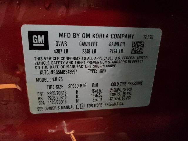 Photo 14 from auction – 2021 CHEVROLET TRAX LS with VIN KL7CJNSB5MB348597