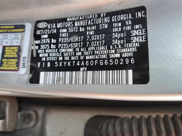 Photo 14 from auction – 2015 KIA SORENTO LX with VIN 5XYKT4A60FG650296