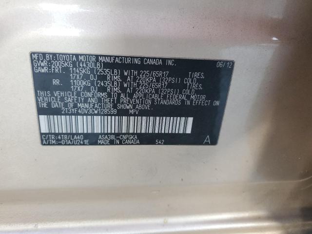 Photo 14 from auction – 2012 TOYOTA RAV4 LIMIT with VIN 2T3YF4DV3CW128599