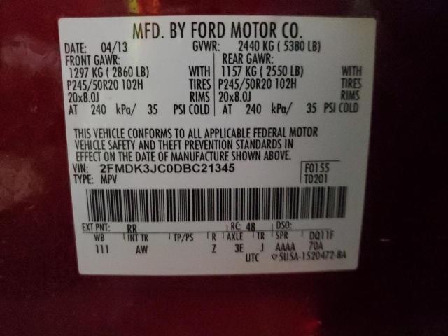 Photo 14 from auction – 2013 FORD EDGE SEL with VIN 2FMDK3JC0DBC21345