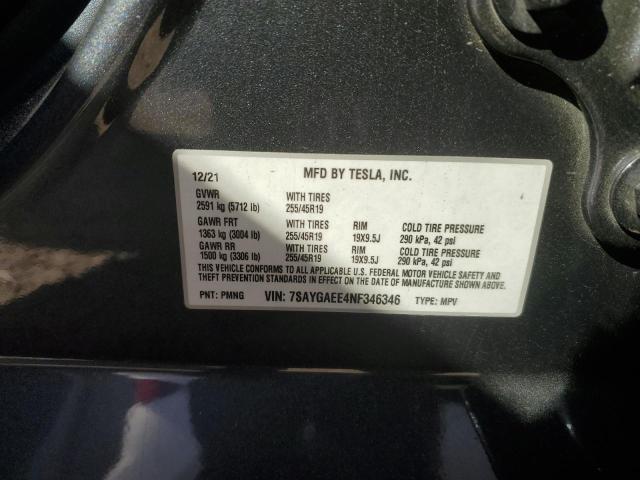 Снимка 14 от търг – 2022 TESLA MODEL Y с VIN 7SAYGAEE4NF346346