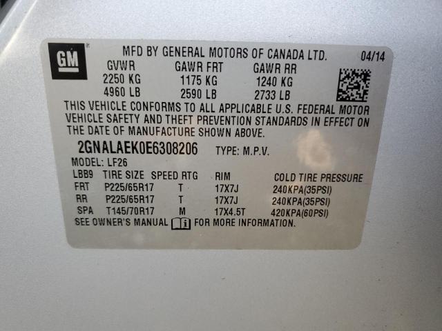 Photo 14 from auction – 2014 CHEVROLET EQUINOX LS with VIN 2GNALAEK0E6308206