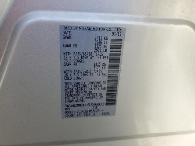 Zdjęcie 14 z aukcji – 2015 NISSAN PATHFINDER z VIN 5N1AR2MM2FC659803