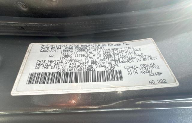 Photo 10 from auction – 2004 TOYOTA TUNDRA DOU with VIN 5TBDT48134S459922