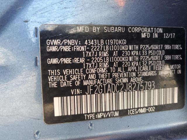 Photo 14 from auction – 2018 SUBARU CROSSTREK with VIN JF2GTADC2J8275793