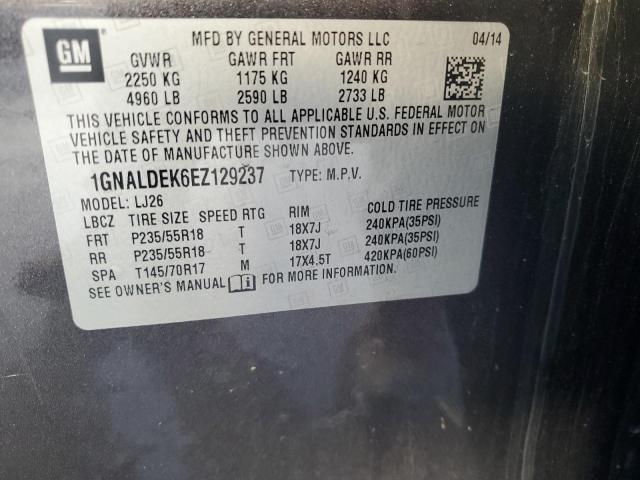 Photo 14 from auction – 2014 CHEVROLET EQUINOX LT with VIN 1GNALDEK6EZ129237