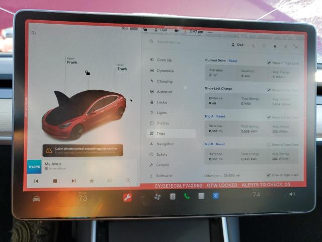 Photo 9 from auction – 2020 TESLA MODEL 3 with VIN 5YJ3E1EC8LF742062