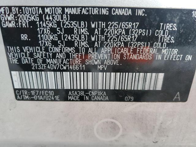 Photo 14 from auction – 2012 TOYOTA RAV4 with VIN 2T3ZF4DV7CW146611