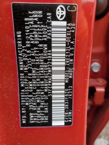 Photo 14 from auction – 2021 TOYOTA COROLLA LE with VIN 5YFEPMAE7MP221884