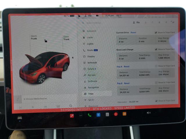 Photo 9 from auction – 2021 TESLA MODEL Y with VIN 5YJYGDED7MF111377