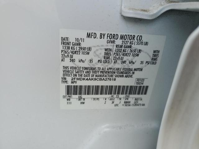 Photo 14 from auction – 2012 FORD EDGE SPORT with VIN 2FMDK4AK9CBA27618