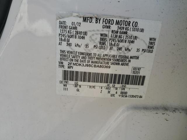 Photo 14 from auction – 2012 FORD EDGE SEL with VIN 2FMDK3J95CBA80369
