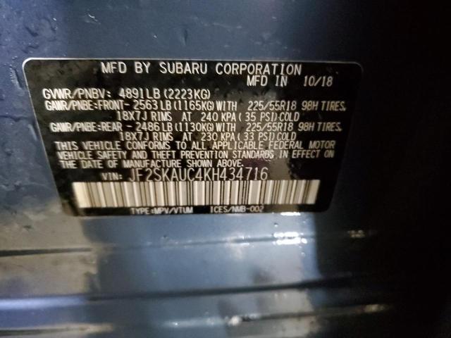 Снимка 14 от търг – 2019 SUBARU FORESTER L с VIN JF2SKAUC4KH434716