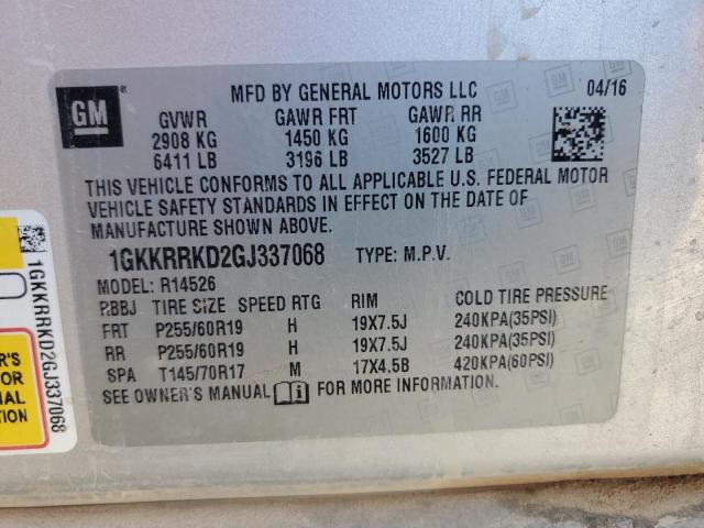 Photo 14 from auction – 2016 GMC ACADIA SLT with VIN 1GKKRRKD2GJ337068