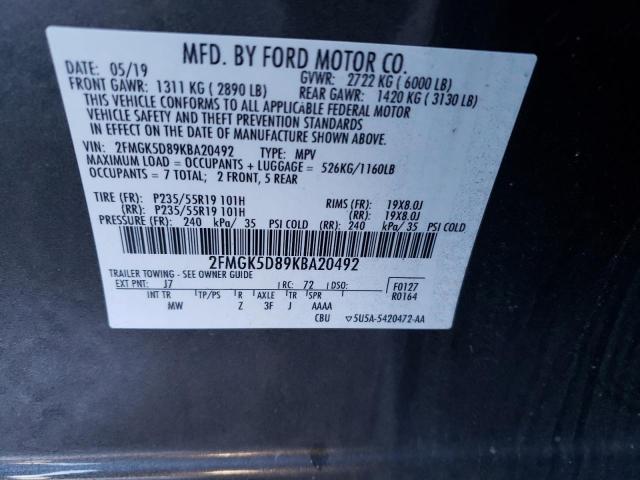 Photo 14 from auction – 2019 FORD FLEX LIMIT with VIN 2FMGK5D89KBA20492