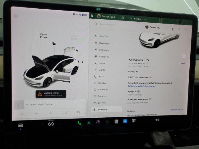 Photo 9 from auction – 2019 TESLA MODEL 3 with VIN 5YJ3E1EB7KF493324