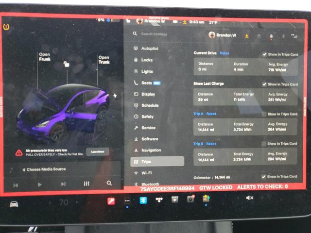 Photo 9 from auction – 2024 TESLA MODEL Y with VIN 7SAYGDEE3RF148994