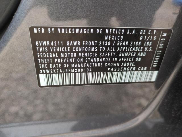 Photo 10 from auction – 2015 VOLKSWAGEN JETTA BASE with VIN 3VW2K7AJ9FM280104