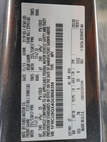Photo 14 from auction – 2016 FORD ESCAPE SE with VIN 1FMCU9GX4GUB68358
