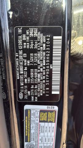 Photo 10 from auction – 2017 KIA SORENTO EX with VIN 5XYPHDA59HG231042