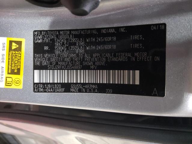 Снимка 14 от търг – 2018 TOYOTA HIGHLANDER с VIN 5TDJZRFH2JS548897