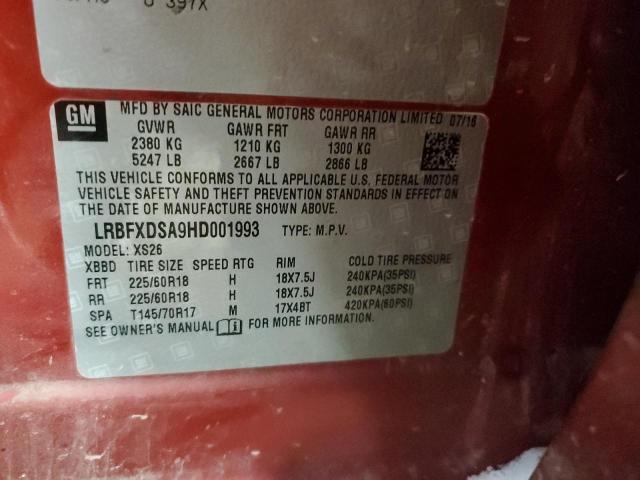 Photo 14 from auction – 2017 BUICK ENVISION E with VIN LRBFXDSA9HD001993