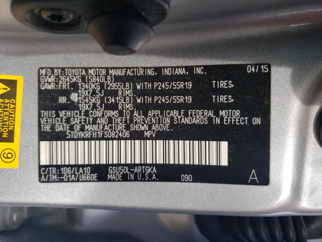 Photo 14 from auction – 2015 TOYOTA HIGHLANDER with VIN 5TDYKRFH1FS082406