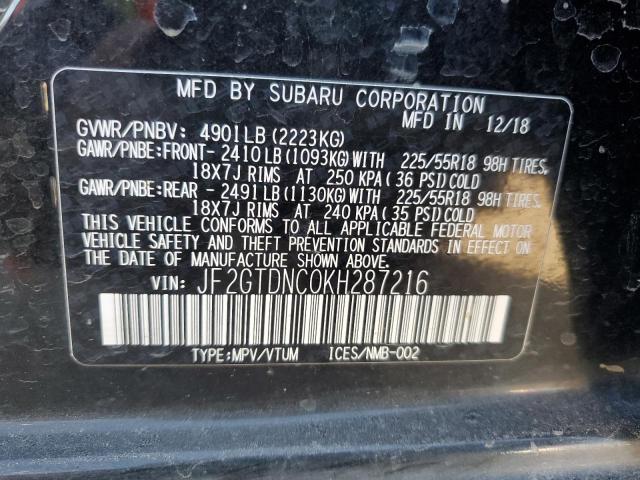 Photo 14 from auction – 2019 SUBARU CROSSTREK with VIN JF2GTDNC0KH287216
