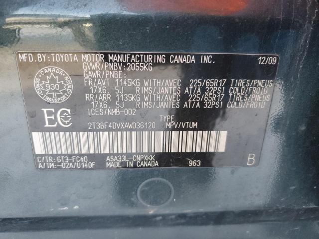 Photo 14 from auction – 2010 TOYOTA RAV4 with VIN 2T3BF4DVXAW036120