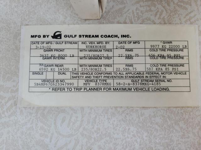 Photo 10 from auction – 2002 WORKHORSE CUSTOM CHASSIS MOTORHOME with VIN 5B4MP67G623347990