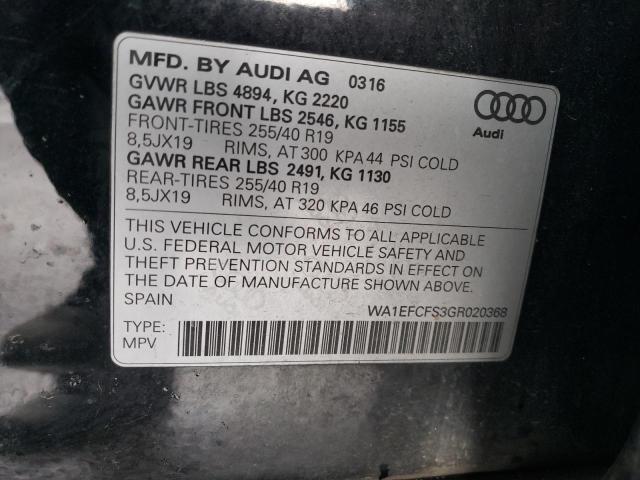 Photo 14 from auction – 2016 AUDI Q3 PREMIUM with VIN WA1EFCFS3GR020368