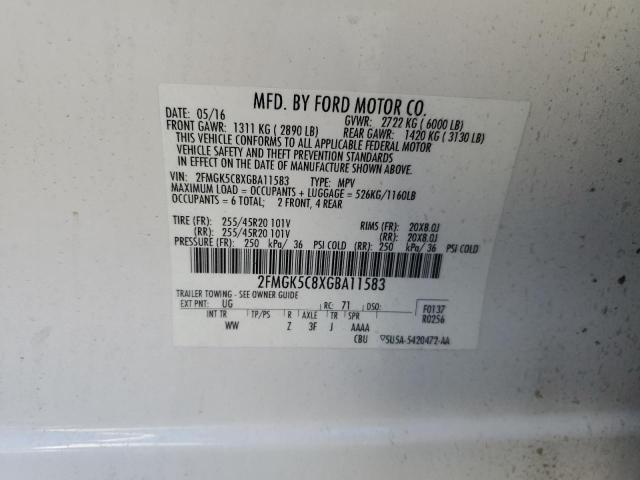 Photo 14 from auction – 2016 FORD FLEX SEL with VIN 2FMGK5C8XGBA11583