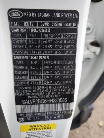 Photo 14 from auction – 2017 LAND ROVER RANGE ROVE with VIN SALVP2BG6HH233586