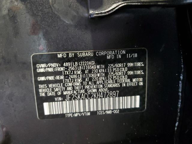 Photo 14 from auction – 2019 SUBARU FORESTER with VIN JF2SKACC2KH472897