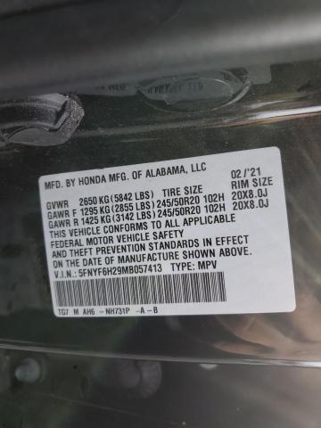 Photo 14 from auction – 2021 HONDA PILOT SE with VIN 5FNYF6H29MB057413
