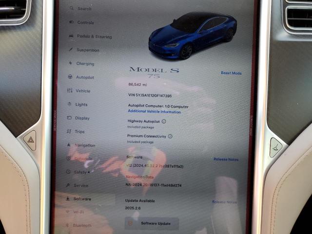 Photo 9 from auction – 2016 TESLA MODEL S with VIN 5YJSA1E12GF147395
