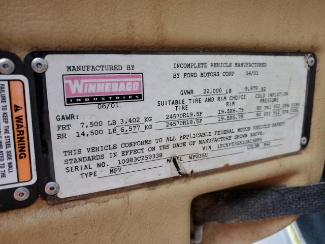 Photo 10 from auction – 2001 WINNEBAGO ADVENTURER with VIN 1FCNF53SX10A15895