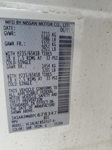 Photo 14 from auction – 2015 NISSAN PATHFINDER with VIN 5N1AR2MN8FC678347