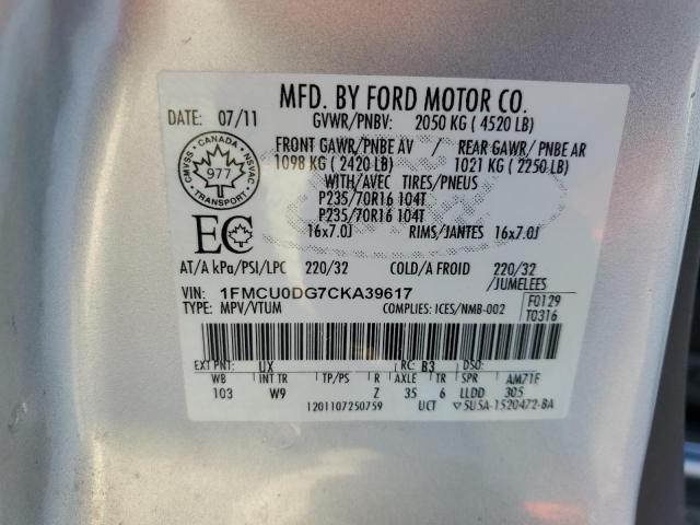 Photo 14 from auction – 2012 FORD ESCAPE XLT with VIN 1FMCU0DG7CKA39617